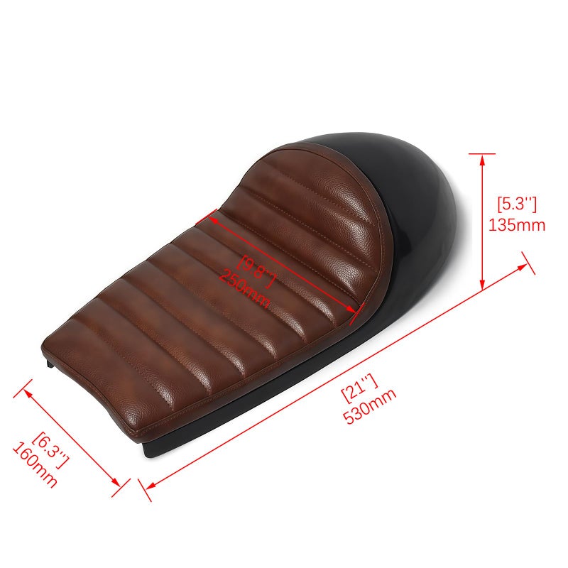 DKMOTORK 0393 Hump Motorcycle Retro Cafe Racer Seat for Honda Yamaha Suzuki Kawasaki Black Brownï¼ˆgloss black finish, subframe modification is requiredï¼‰ - Image 4